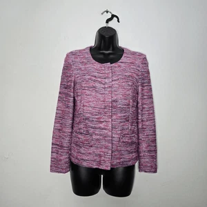 J Crew Poppy Jacke Damen Größe XS Rosa Lila Tweed Langarm Blazer Taschen - Bild 1 von 5