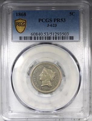 1868 J-623 Proof Pattern Nickel PCGS PR53 Circulated Scarce Coin - Image 1 of 4