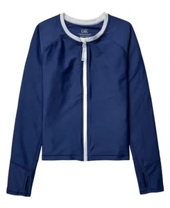 Athleta Girl Full Zip Surf Break Rashguard Jacket Girl Blue/White Size Medium - Picture 1 of 9