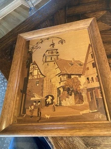Vintage German Buchschmid Gretaux BG Wood Marquetry PLAQUE “White Tower” - Picture 1 of 9