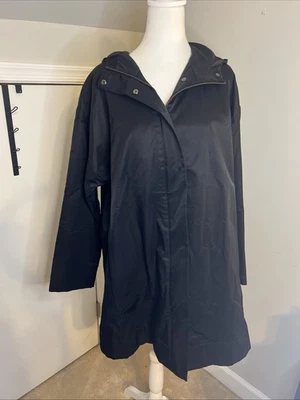 Chaqueta de lluvia Eileen Fisher forrada de lana negra mediana para mujer Foto 1 de 4