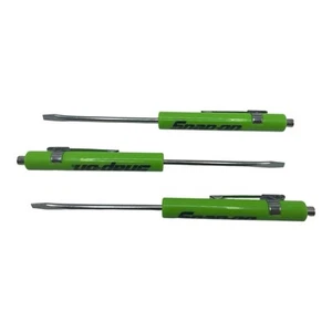 3 Pack Snap On Green Pocket Screwdriver Flat Tip Blade and Magnetic End - Bild 1 von 14