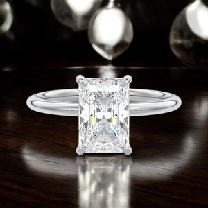Engagement Ring Semi Mount 0.15 Carat Radiant Cut Diamond Setting 14k White Gold - Picture 1 of 10