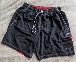 SPEEDO Black Swim Trunks Board Shorts With Liner Mens Large L Black Swimsuit - Picture 1 of 4