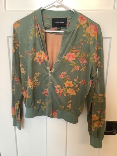 VETEMENTS Giacca in velluto di pomodoro geloso felpa full zip top camicia verde floreale taglia s