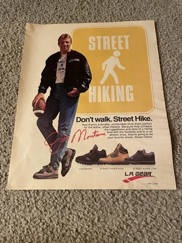 Vintage JOE MONTANA L.A. GEAR LANDMARK STREET HIKER LOW HI SHOES POSTER PRINT AD Cover
