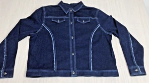 Bechamel Jacke Jeans Gr. L bestickt Blumenmuster Stretch Knopfleiste  - Bild 1 von 7