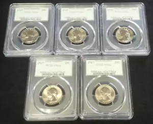 LOTTO CONCESSIONARIO (5) 1967 WASHINGTON QUARTI PCGS MS66 PORTA RETRO (2255) - Foto 1 di 2