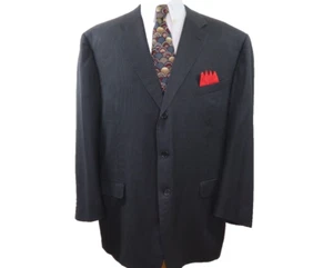 Trussini Pure Wool Dark Gray Dots Italian Blazer Jacket Sport Coat 52 L Big Man - Picture 1 of 15