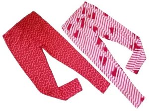 Women’s LULAROE Lot Of Two Pairs Red & Pink Heart Leggings Size Tall & Curvy - Picture 1 of 4