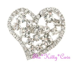 Contemporary Catwalk Asymmetric Statement Chic Love Stylised Heart Crystal Ring - Picture 1 of 2