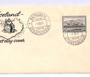ICELAND 1957 FDC 25kr High Value ILLUSTRATED First Day Cover {samwells}YT139 - Picture 1 of 12