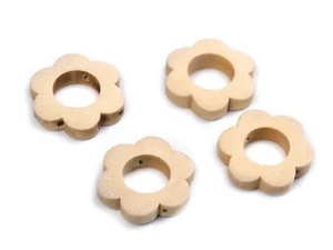 (0,62€/St.) 4 Holzperlen unlackiert Blume Ø 30mm natur - Bild 1 von 1