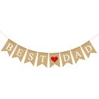  BEST DAD Letters Bunting Banner Red Heart Burlap Banner Linen Swallowtail