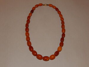 Antique Amber 12" Graduated Necklace Choker w Light and Dark Beads