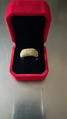 Anillo pavé de plata 925 con diamantes amarillos genuinos de 1,5 quilates de oro blanco de 18 quilates todos los tamaños Foto 1 de 4