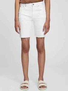 Gap High-rise White Denim Bermuda Shorts w/ Washwell, NWT Women's 27/4P (White) - Picture 1 of 11