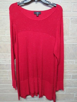 NUEVO AGB Talla Grande 1X Suéter Rojo con Metálico Plateado Nuevo Con Etiquetas Foto 1 de 4