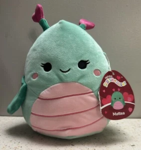 NWT Squishmallows 8” MATTEA Grasshopper Pink Hearts 2023 Valentine Soft Plush - Picture 1 of 8