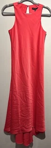 NWT BANANA REPUBLIC WOMEN CORAL Shine BUTTON Back Long Gorgeous DRESS SIZE 2 - Picture 1 of 11