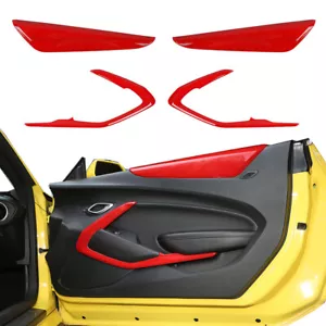 4pcs Inner Door Armrest Panel & V shape Cover Trim Kit for Chevy Camaro 16+ Red - Picture 1 of 14
