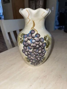Cabernet Hand Painted Collection Tabletops Unlimited Vase Jar Grapes Vine Design - Picture 1 of 6