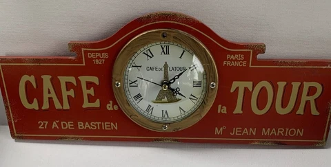 Cafe De La Tour Jean Marion Paris, France Wall Clock French Decor Cover