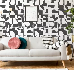 FRANZ Abstract Wall Pattern STENCIL, Paint Modern Abstract Expressionist Wall - Imagen 1 de 6