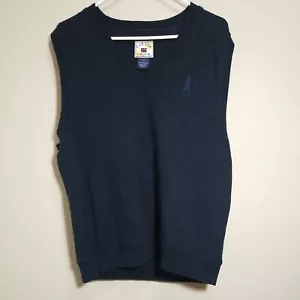 Cutter & Buck CB Mens V-Neck Pull Over Golf Vest Size L Navy Dark Blue F35 Logo - Picture 1 of 9