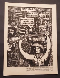 1961 Cesar Mazola Alvarez Original Political Woodcut Print Cuba Art Xylography 2 - Picture 1 of 12