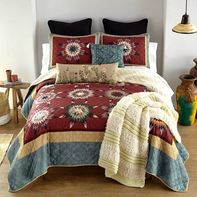 Donna Sharp Southern Star 3 -Pc King Quilt Set Boho Floral Country Cottage New - Image 1 of 4