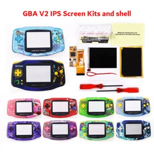 New V2 IPS 10 Levels Brightness LCD W/Pre-cut Printed Customized Shell For GBA - Picture 1 of 23