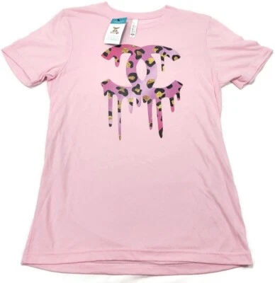 Camisa para mujer rosa goteada dorada negra con logotipo de vaca twisted Tribez mediana Foto 1 de 4