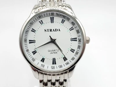 Strada 石英女士手表全新电池银色 Tachymetre 白色表盘 32 毫米 — 第 1/4 张图片