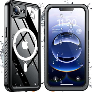 Wasserdichte magnetische Hülle für iPhone 16e, integrierter Bildschirm/Kamera Linse Schutz, schwarz - Bild 1 von 9