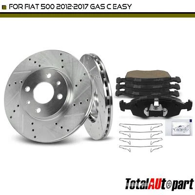 6 сверленных тормозных дисков и керамических тормозных колодок для Fiat 500 2012-2017 GAS Front - Изображение 1 из 4