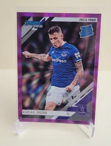 2019-20 PANINI CHRONICLESLUCAS DIGNE PURPLE LASER RATED ROOKIE #74 EVERTON - Picture 1 of 2