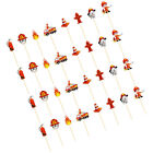  32 PCS Firefighter Birthday Cake Decoration Paper Baby Hat Topper