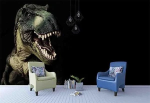3D Dinosaur Black Self-adhesive Removeable Wallpaper Wall Mural - Picture 1 of 8