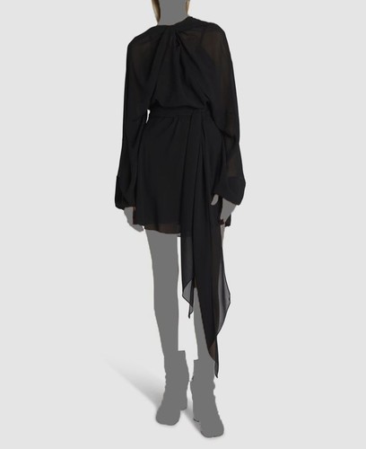 Abito cravatta auto contorta Maison Margiela da donna nero drappeggiato in seta contorta $3210 taglia 38