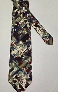 Structure Abstract Necktie Made in Italy 100% Silk 57” x 3.75" - Picture 1 of 4