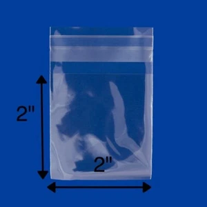 2" x 2" Clear Self Adhesive Resealable Cellophane Poly OPP Bags 2x2 - 100 Pcs - Picture 1 of 1