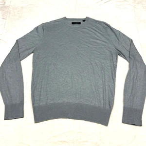 Suéter All Saints Para Hombres Medio Azul Lana Merino Cuello Redondo Tejido Pullover Diseñador - Imagen 1 de 8