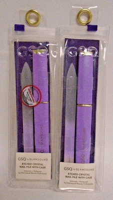 Lote de 2 limas de uñas de cristal grabadas GSQ de Glamsquad con estuche nuevas envío gratuito Foto 1 de 4