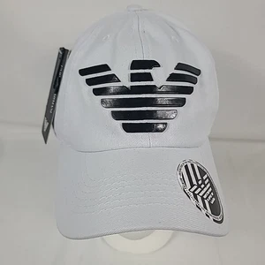 NWT EMPORIO ARMANI White Black Baseball Cap With Maxi Eagle - Picture 1 of 7