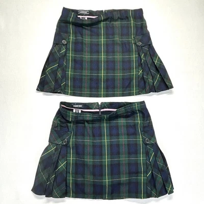 批量 2 件 Lands End 女孩 尺寸 14+ 制服裙裤 绿色 蓝色 格纹格子 — 第 1/4 张图片
