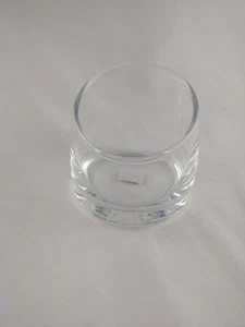 Crate & Barrel Slant Vessel Small Handmade In Poland Clear Round Glass 4x3.75 in - Picture 1 of 2