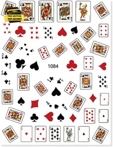 3D Decals Interesting Adhesive Poker Nail Art Sticker Manicure Playing Cards Des - Picture 1 of 7