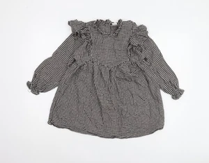 Next Girls Long Sleeve Black Houndstooth Dress 7 Years - Picture 1 of 12