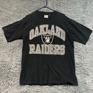 Vintage Oakland Raiders Hemd Herren L Schwarz Silber Einzelnaht 90er Made USA - Bild 1 von 8